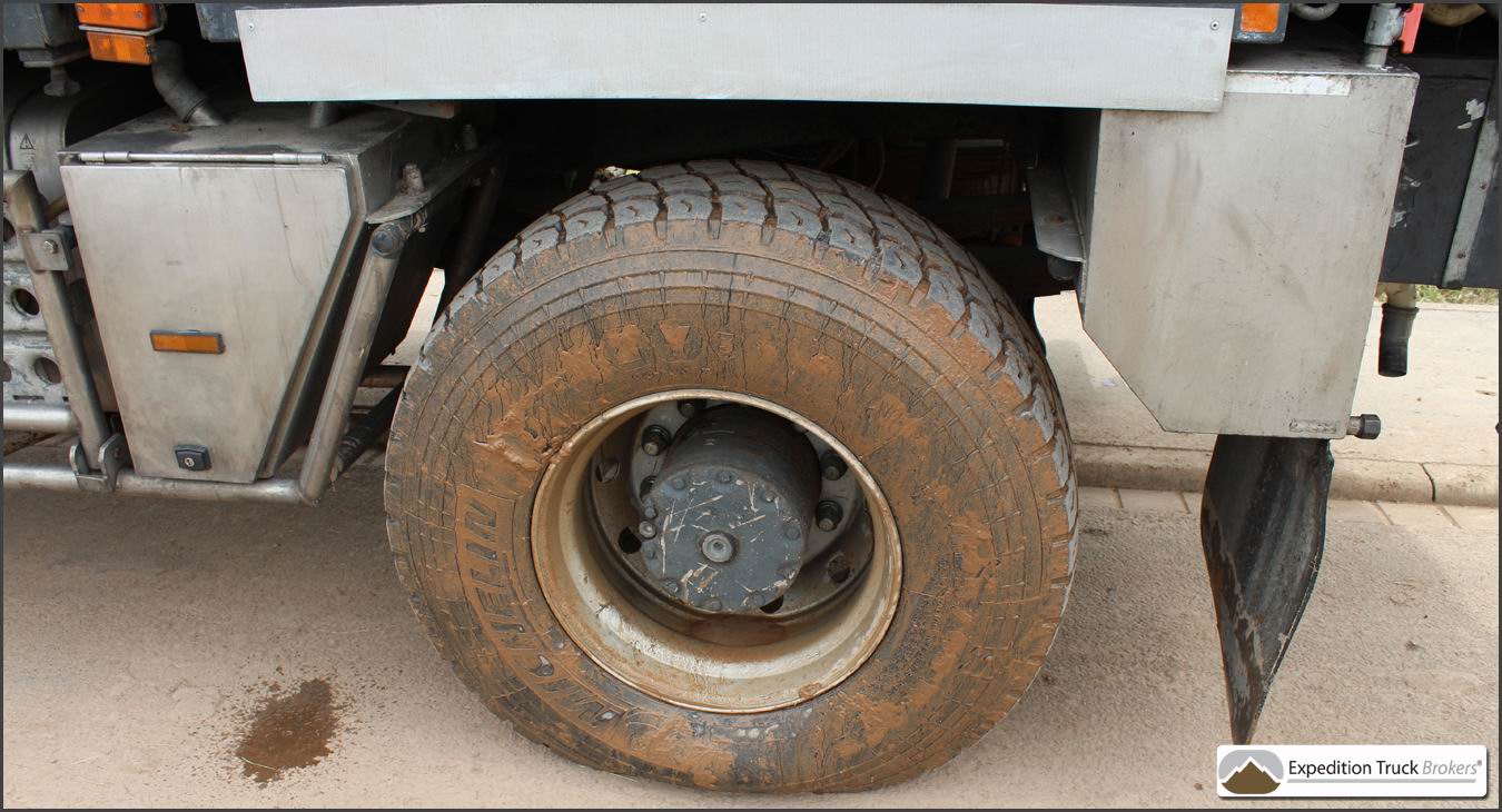 Deflated 425/65/22.5 Inch tire 