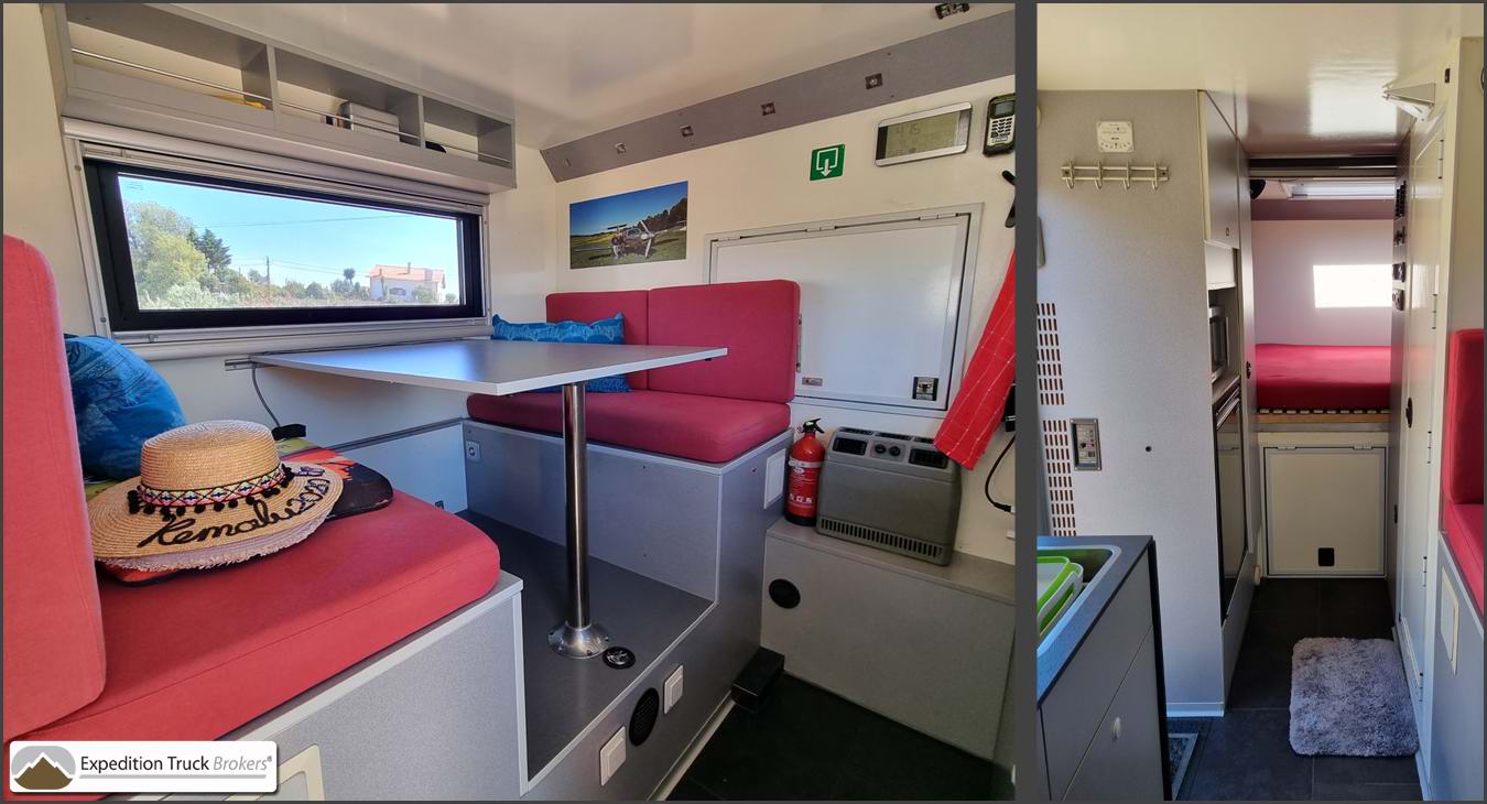 MAN TGM 13.280 2+ person Expedition Truck interior sitting corner