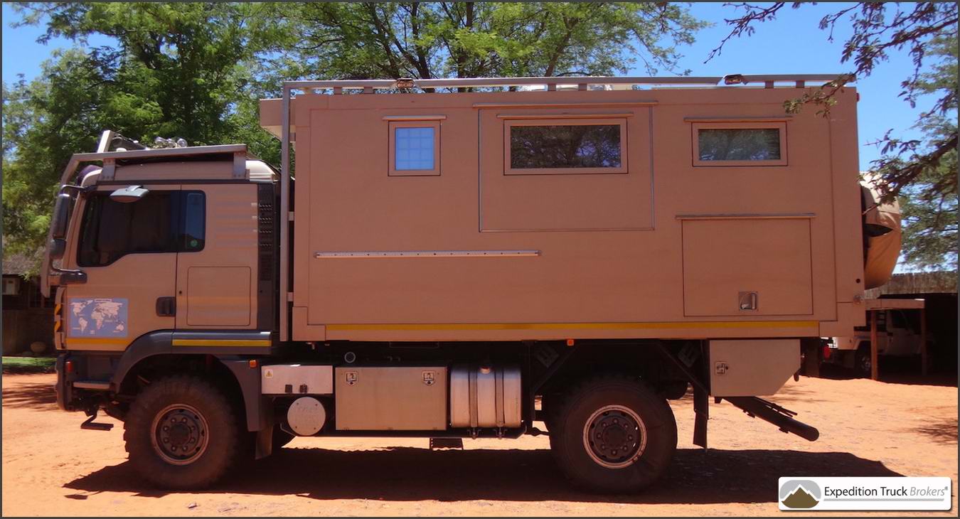 MAN TGM 13.280 4x4 Expeditie Vrachtwagen voor 3+ personen met een rijke, volledig uitgerijpte expeditie-outfit.