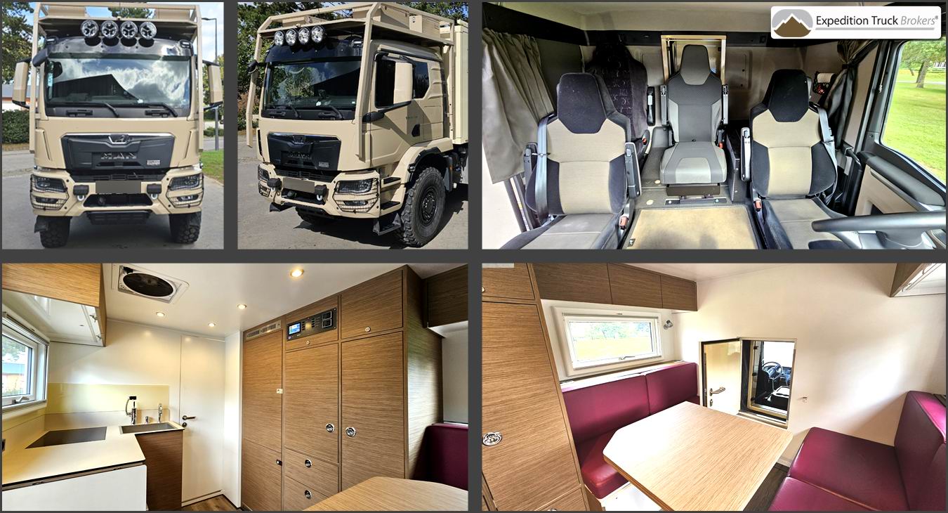 MAN TGM 18.320 4x4 Expedition Truck with 4 Seats, 4 Beds and an E-bike platform