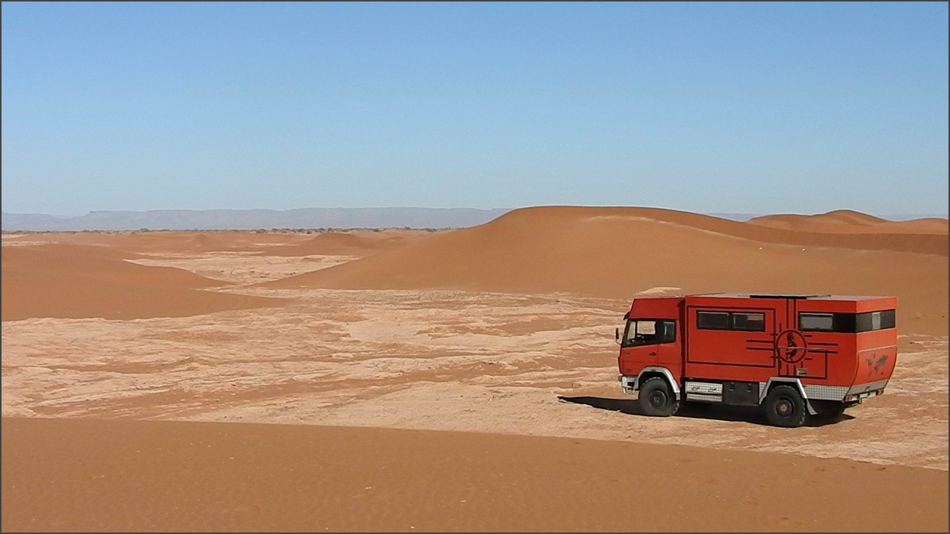 Agile Mercedes Family Expedition Truck in the desert