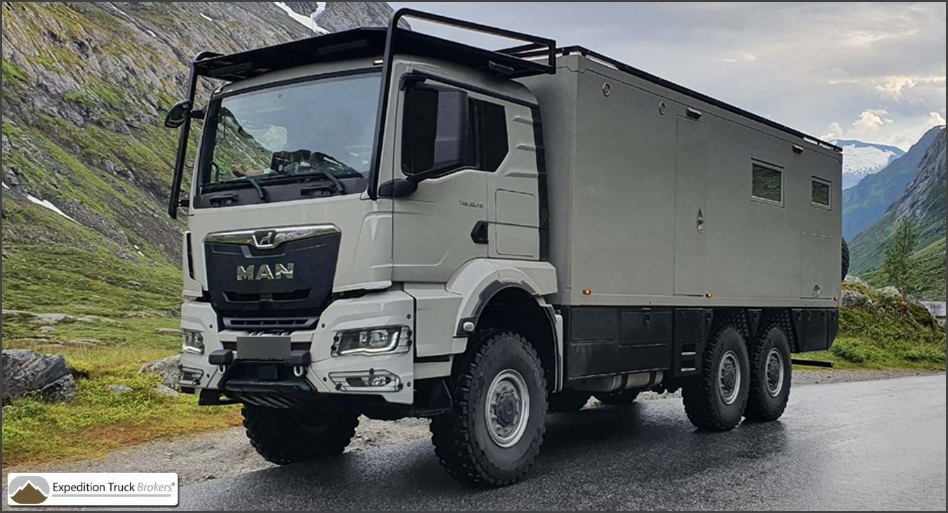 MAN TGS 6x6 33.510 Overland Truck met maximale autonomie en ruimte MAN TGS 6x6 33.510 Overland Camper in Scandinavië